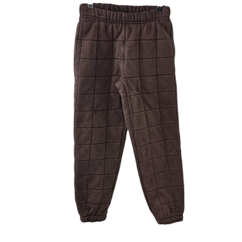 Aritzia TNA Womens Cozy Mega Fleece, Quilted Sweatpants, Brown, Lounge Thick XS